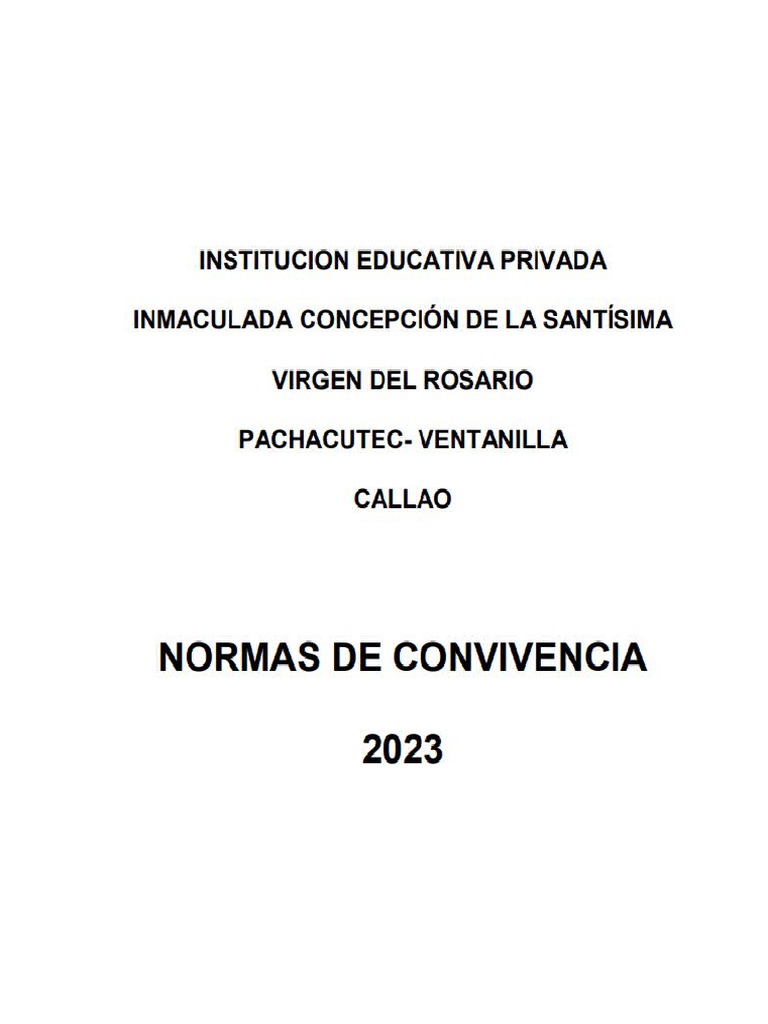 Normas y Convivencia Escolar Primaria | PDF | Salón de clases
