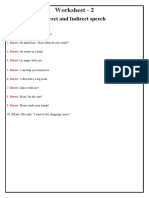 Worksheet - 2: Direct and Indirect Speech