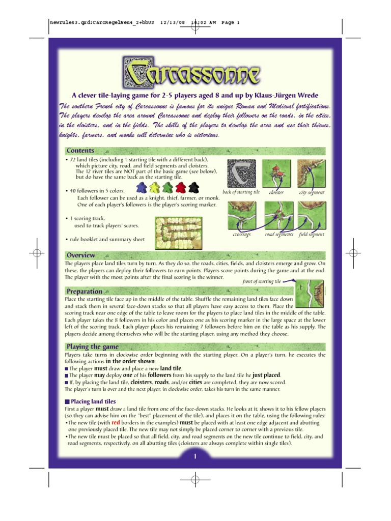 Carcassonne Rulebook | PDF