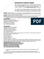 Acta de Renovación de La Directiva Comunal