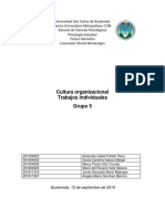 Cultura Organizacional Trabajos Individuales Grupo 5: Guatemala, 13 de Septiembre de 2019