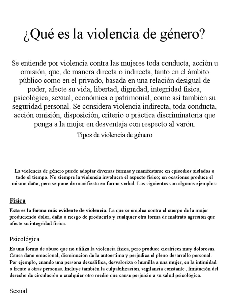 Qué Es La Violencia De Género Pdf La Violencia Contra Las Mujeres