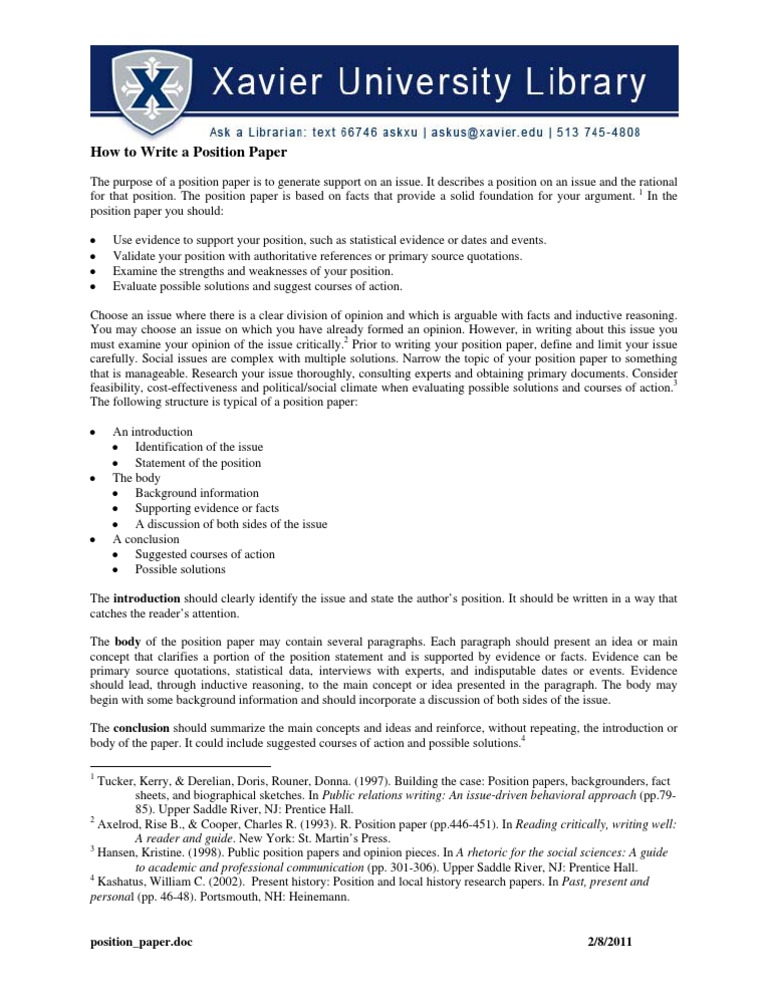 Position Paper Expert Argument