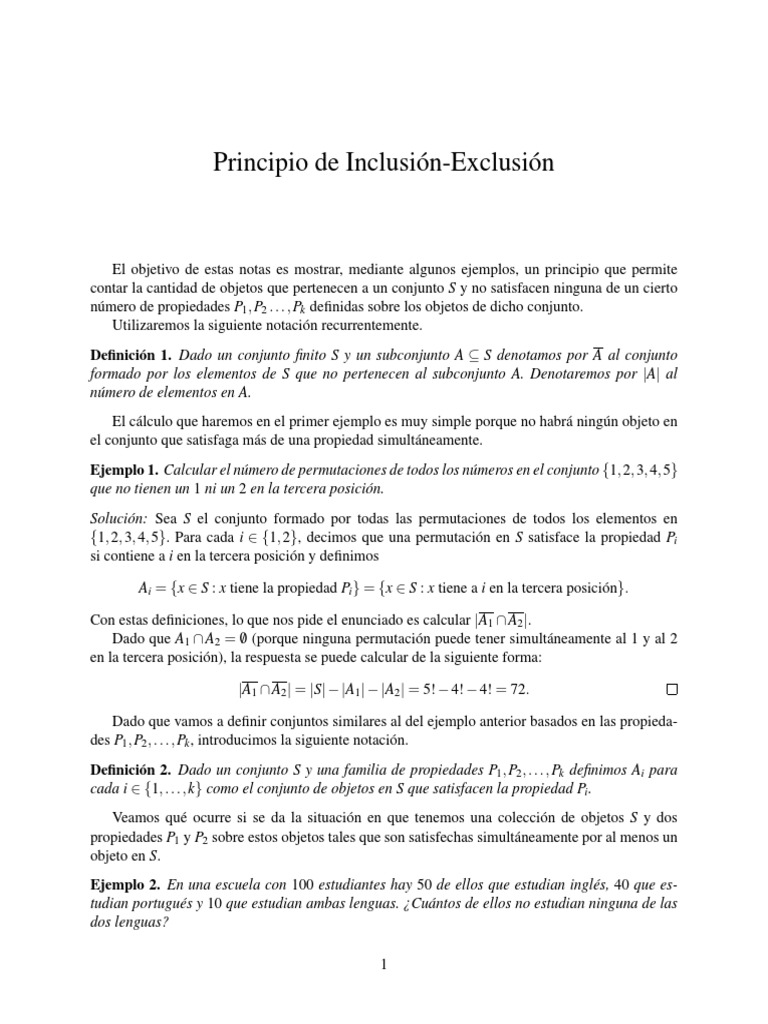 Ejemplos del Principio de Inclusión-Exclusión | PDF | Conjunto ...