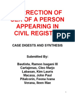 Correction of Sex of A Person Appearing in Civil Register