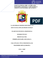 Universidad Nacional Del Altiplano: Facultad de Ingeniería Geológica Y Metalúrgica