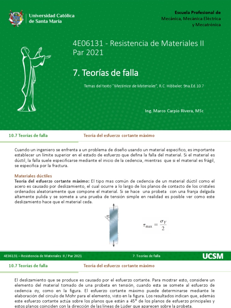 Teorias De Falla Deformación Plana Pdf Resistencia De Materiales