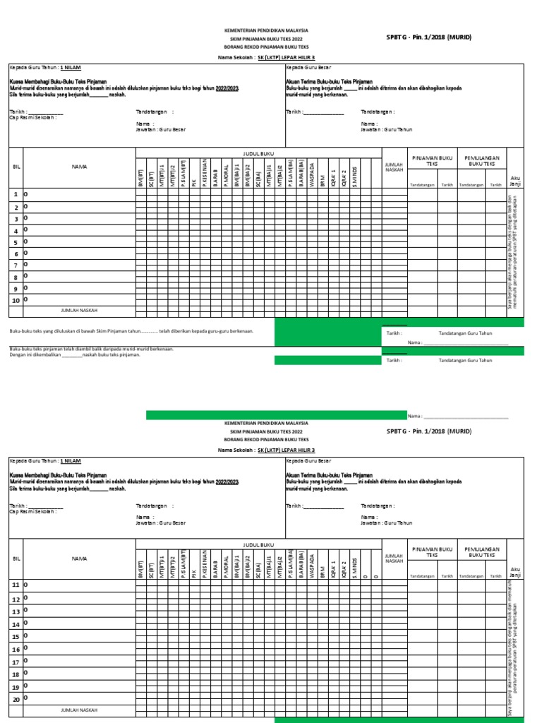 Borang SPBT G 2023 | PDF