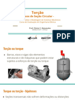 Torção: - Eixos de Seção Circular