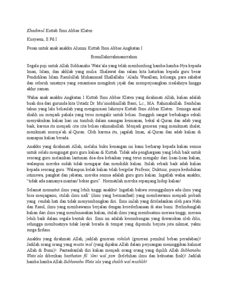 Kata Pengantar Buku Kenangan | PDF