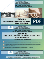Lesson 4: The Challenges of Middle and Late Adolescence: Soc Sci 3: Personal Development Unit 1: Self Development