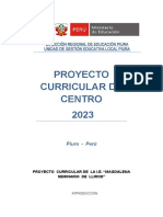 Proyecto Curricular de Centro 2023: Dirección Regional de Educación Piura Unidad de Gestión Educativa Local Piura