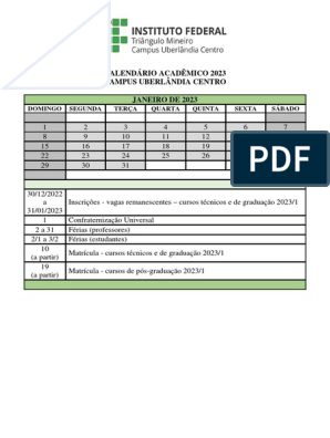 Calendário 2013 - IFTM