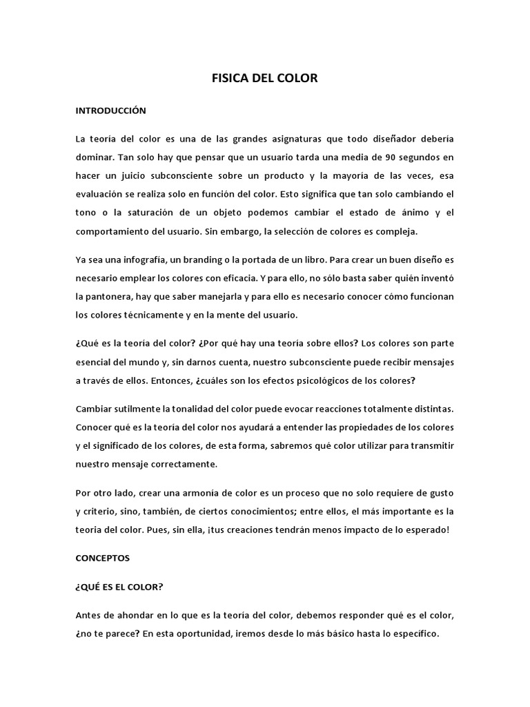 Fisica Del Color | PDF | Color | Ligero