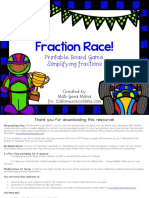 Fraction Race Printable Board Game