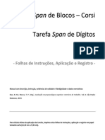 Tarefa Span de Blocos - Corsi Tarefa Span de Dígitos: - Folhas de Instruções, Aplicação e Registro