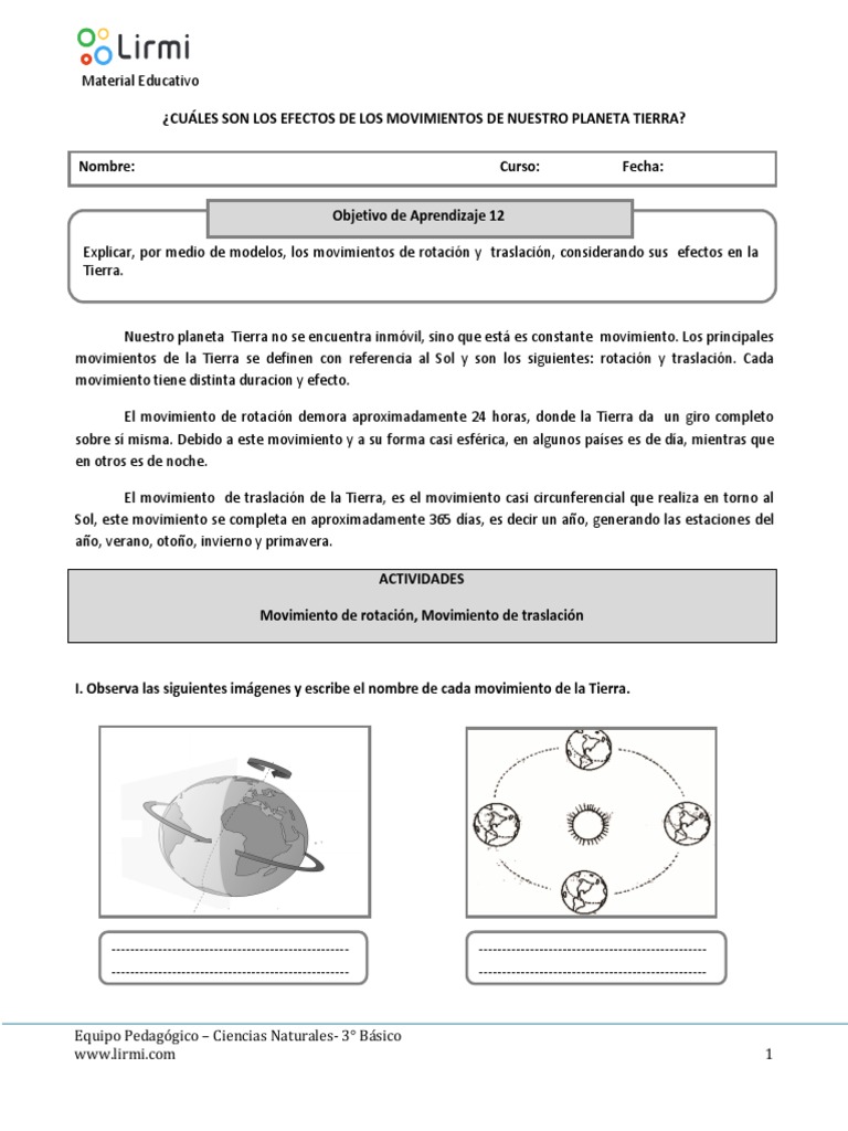 Movimientos de Rotación y Traslación de la Tierra | PDF | Tierra ...