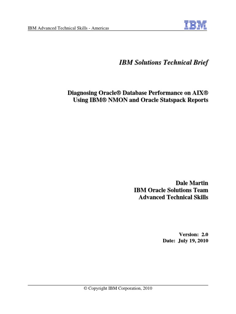 Diagnosing Performance NMONStatspack v2 | PDF | Oracle Database ...