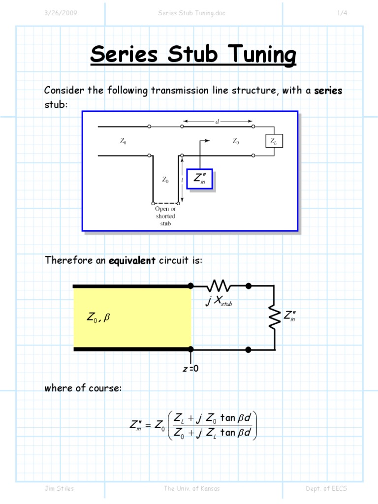 Series Stub Tuning Techniques | PDF | Transmission Line | Computer ...