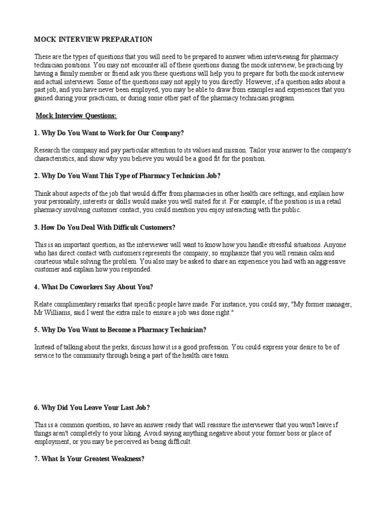 Pharmacy Technician Interview Prep Guide | PDF | Pharmacy | Pharmacist