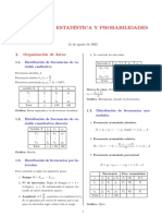 Fórmula de Estadística Y Probabilidades: Organización de Datos