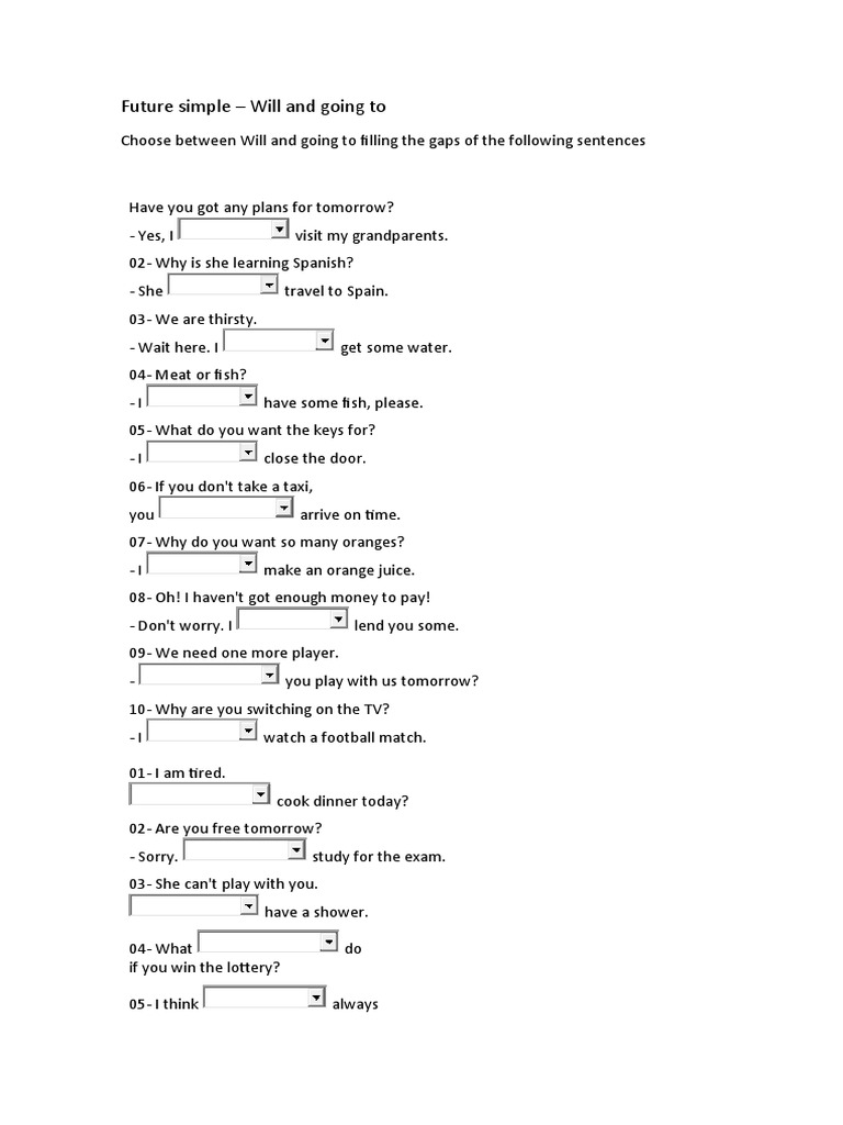 Future simple will and going to pdf