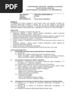 Universidad Nacional Agraria La Molina Facultad de Ciencias Departamento Académico de Matemática