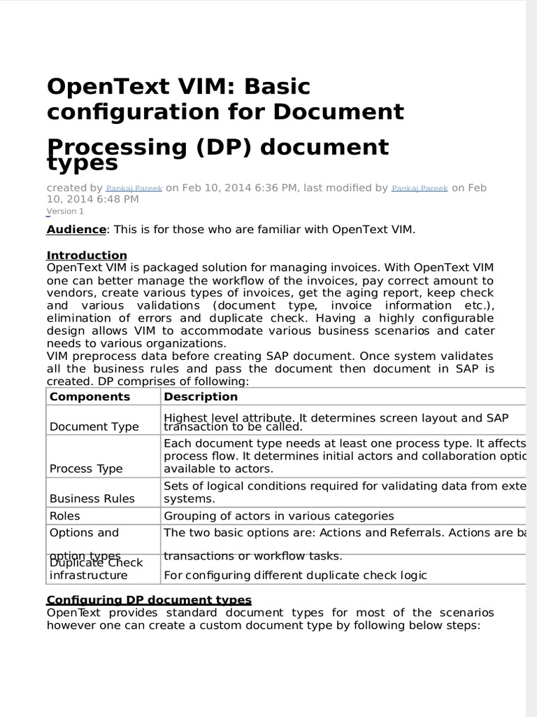 OpenText VIM Document Processing Setup | PDF | Information Technology ...