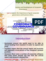 Introduction and Development of Corporate Governance Explain The Importance of Good Corporate Governance and Business Ethics