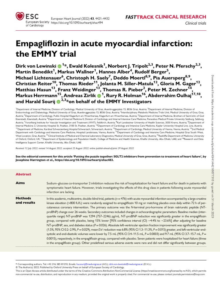 Empagliflozin in Acute Myocardial Infarction | PDF | Myocardial ...