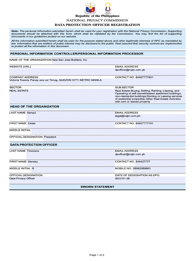 Dpo Form | PDF