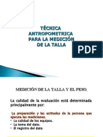 Técnica Antropometrica para La Medición de La Talla