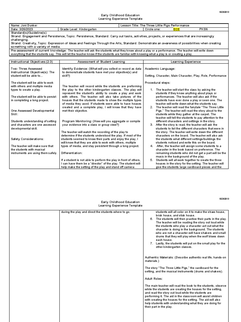 Edt 317 Drama Lesson Plan PDF Teachers Cognition