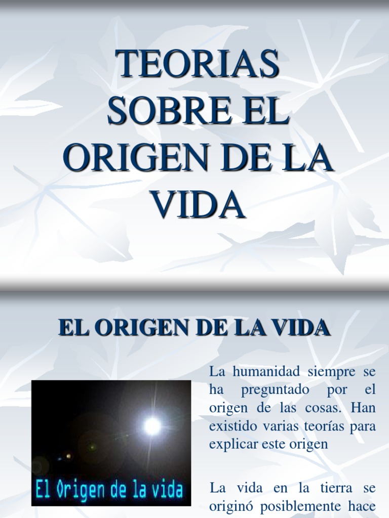Teorías sobre el origen de la vida | PDF | Naturaleza | Biología