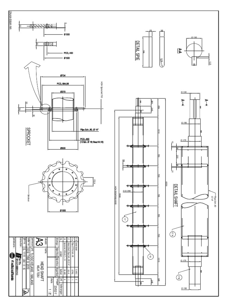 Detail Ukuran Shaft dan Sprocket | PDF
