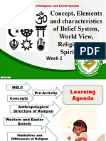 Concept, Elements and Characteristics of Belief System, World View, Religion, and Spirituality