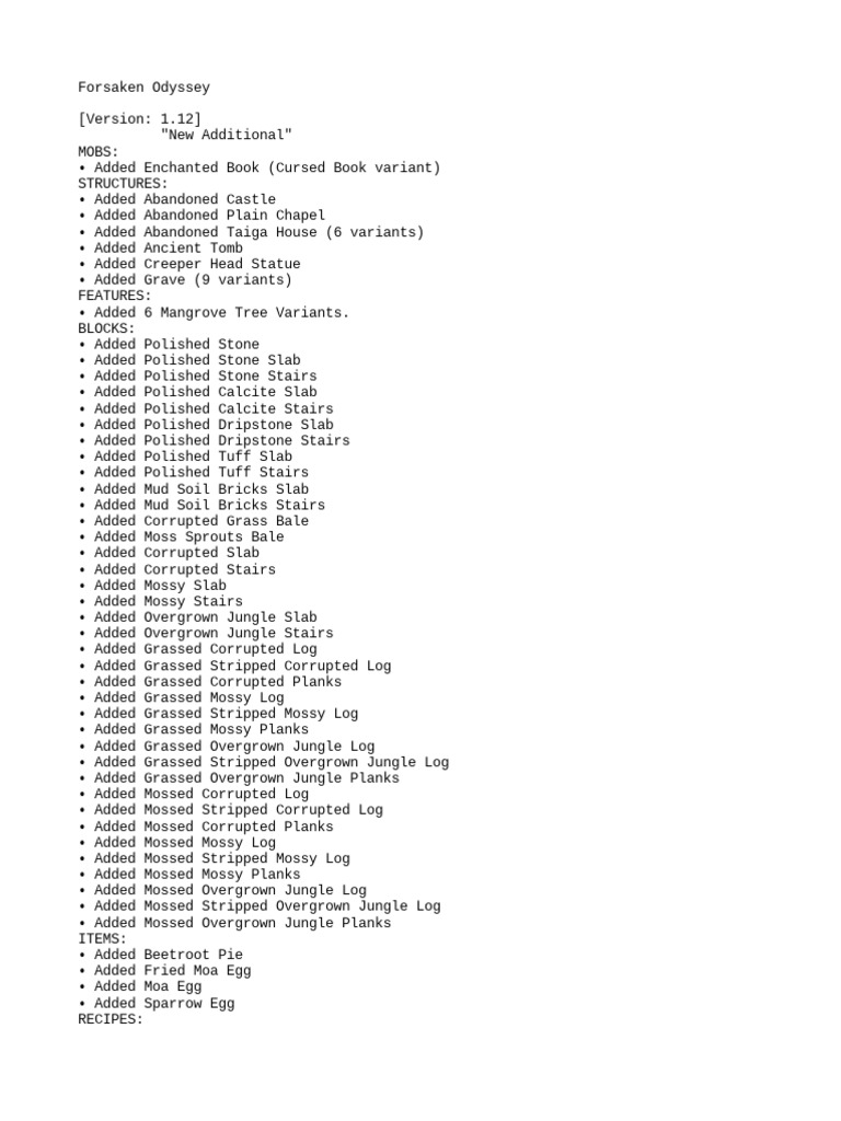 Update 1 12 patch notes new structures mobs blocks and features