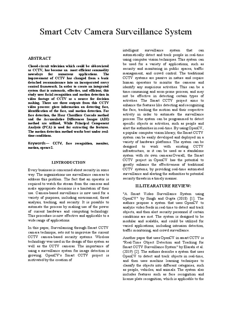 Smart CCTV Surveillance System | PDF | Technology & Engineering