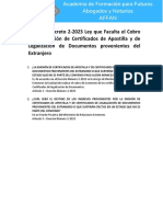 Decreto Número 2-2023. Cobro Por La Emision de La Apostilla