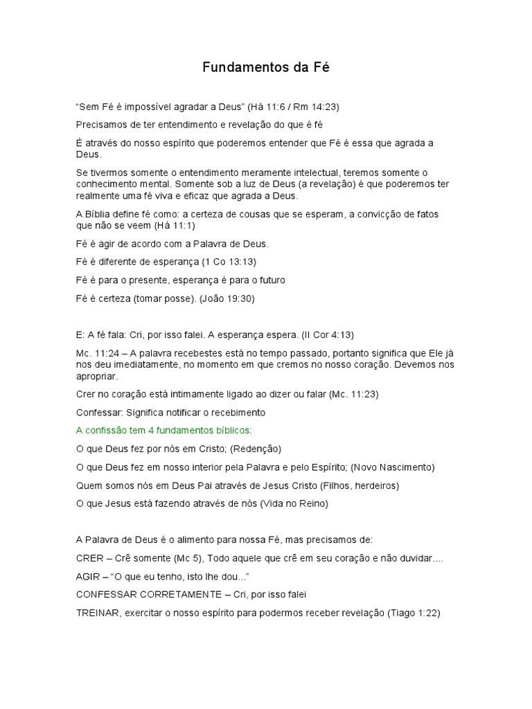 Fundamentos da Fé Cristã e Oração | PDF | Fé | Oração