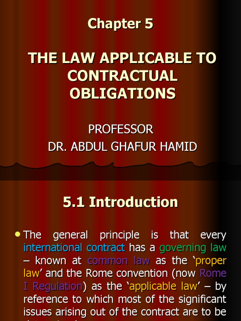 Law Of Contractual Obligations PDF Choice Of Law Common Law