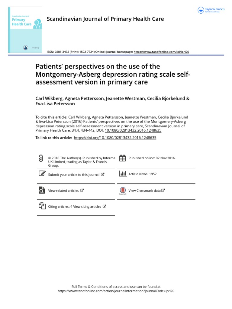 Patients Perspectives On The Use of The Montgomery Asberg Depression