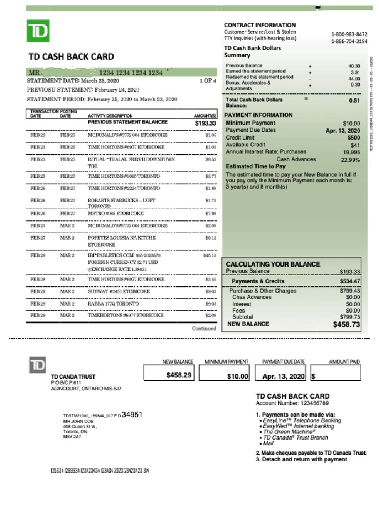 Td bank statement bankstatements pdf