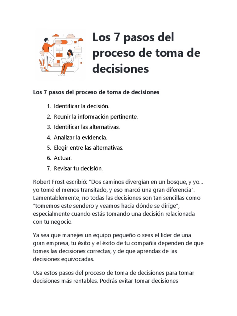 Proceso De Toma De Decisiones En 7 Pasos 7 Pasos Para Tomar Decisiones
