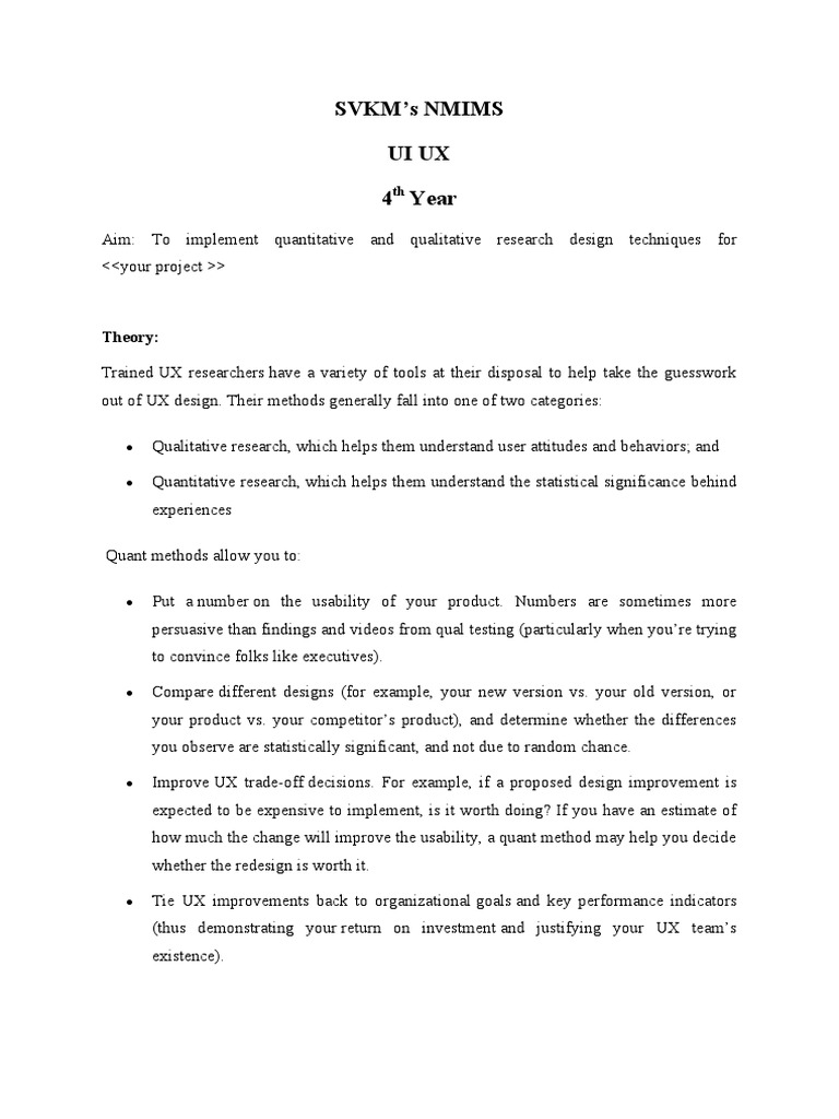 UI UX Research Design | PDF | Statistics | Quantitative Research