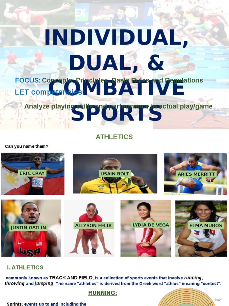 Individual and Dual Sports Overview | PDF | Swimming (Sport) | Games Of ...
