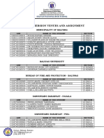 Work Immersion Venues and Assignment: Municipality of Baliwag