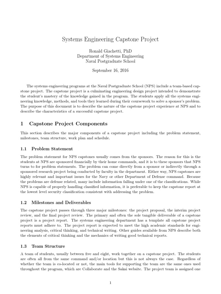 Systems Engineering Capstone Project PDF