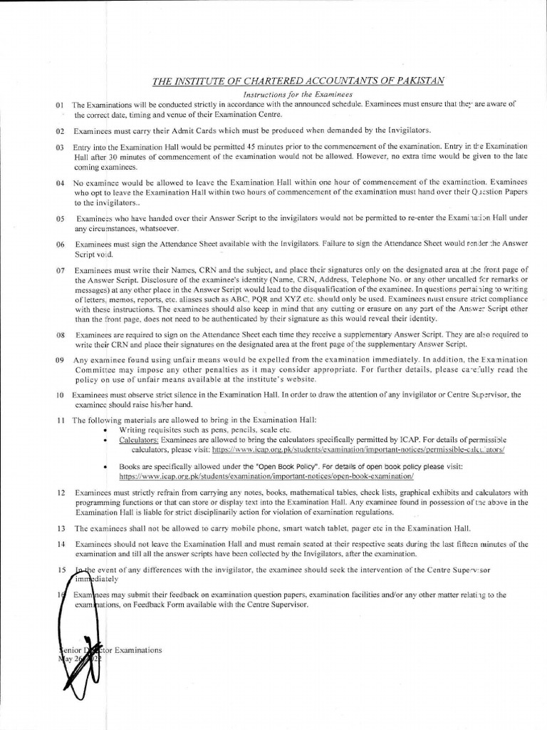 ICAP Exam Instructions Guide PDF