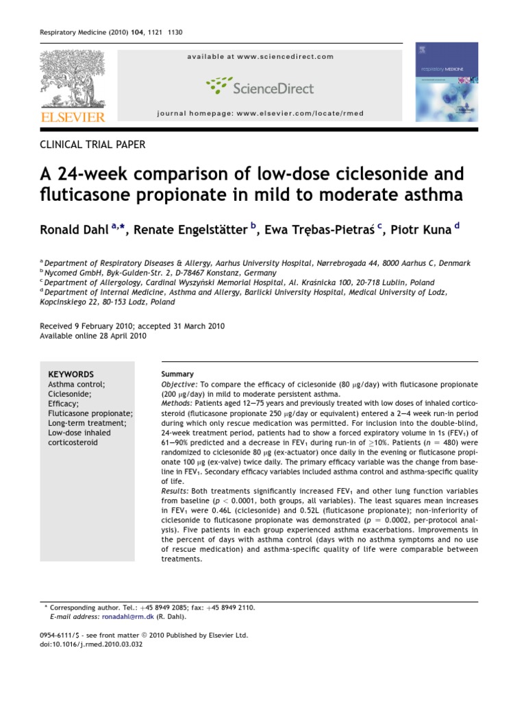 Ciclesonide vs Fluticasone in Asthma Trial | PDF | Asthma | Corticosteroid